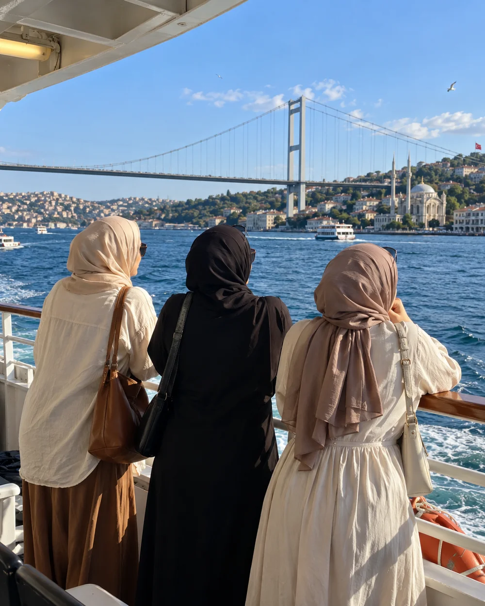 صورة توضيحية مولّدة لرحلة على عبارة في البوسفور